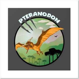 Pteranodon Prehistoric Design With Background Posters and Art